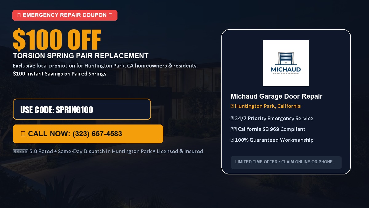 $100 OFF Heavy-Duty Torsion Spring Pair Replacement in Huntington Park, CA